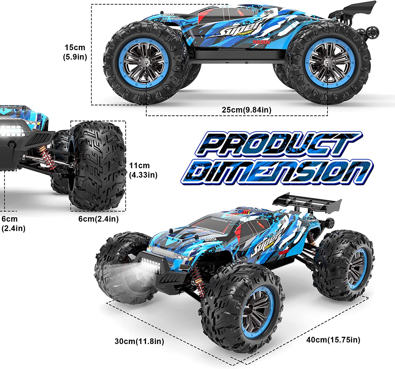 Hosim 1:10 Brushless RC Cars High Speed Remote Control Car X-07  68+KM 4WD  Off Road RC Monster Trucks