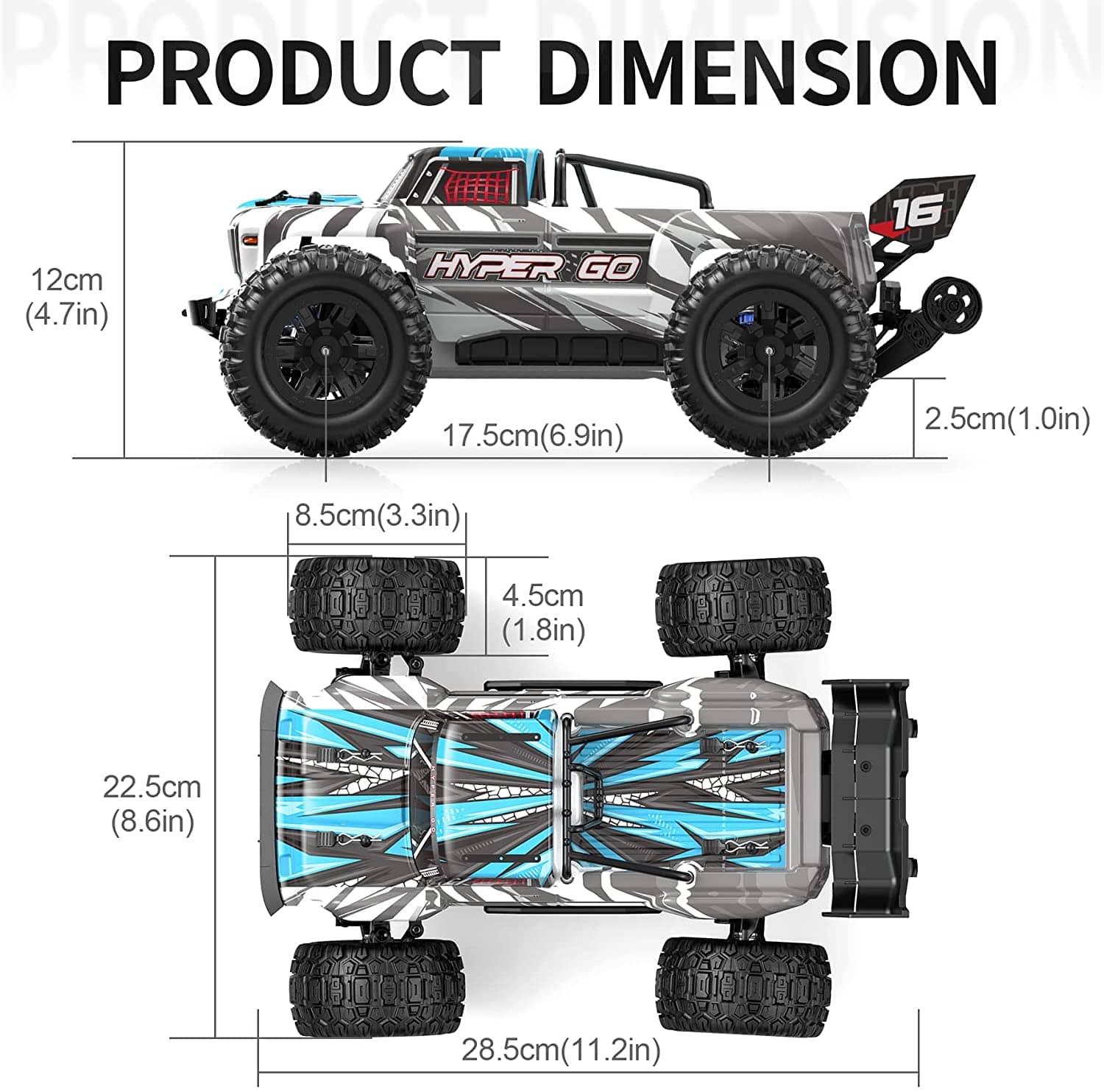 Hosim 1:16 Remote Control Truck 38+ KMH RC Car with Hyper GO App,GPS R