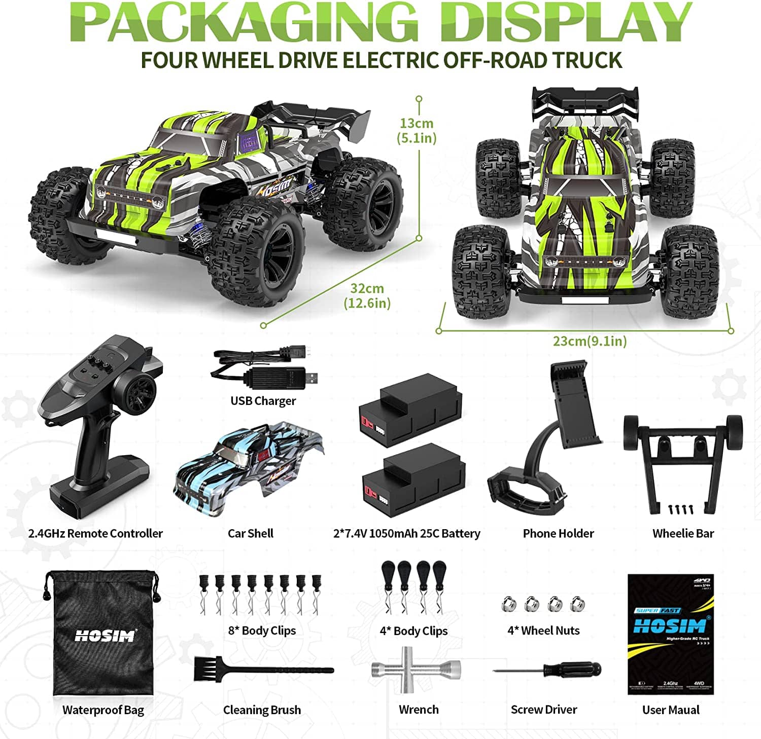Hosim 1:16 Bluetooth GPS RC Car 4WD All Terrain RTR Remote Control Truck with App,Radio Cars Off Road Waterproof Hobby Grade Trucks for Child Adults