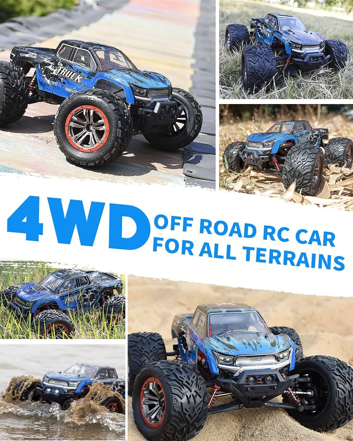 Hosim 1:12 Remote Control Car RC Car Monster Truck Oil Shock Dual Batteries Conector  9155 Blue