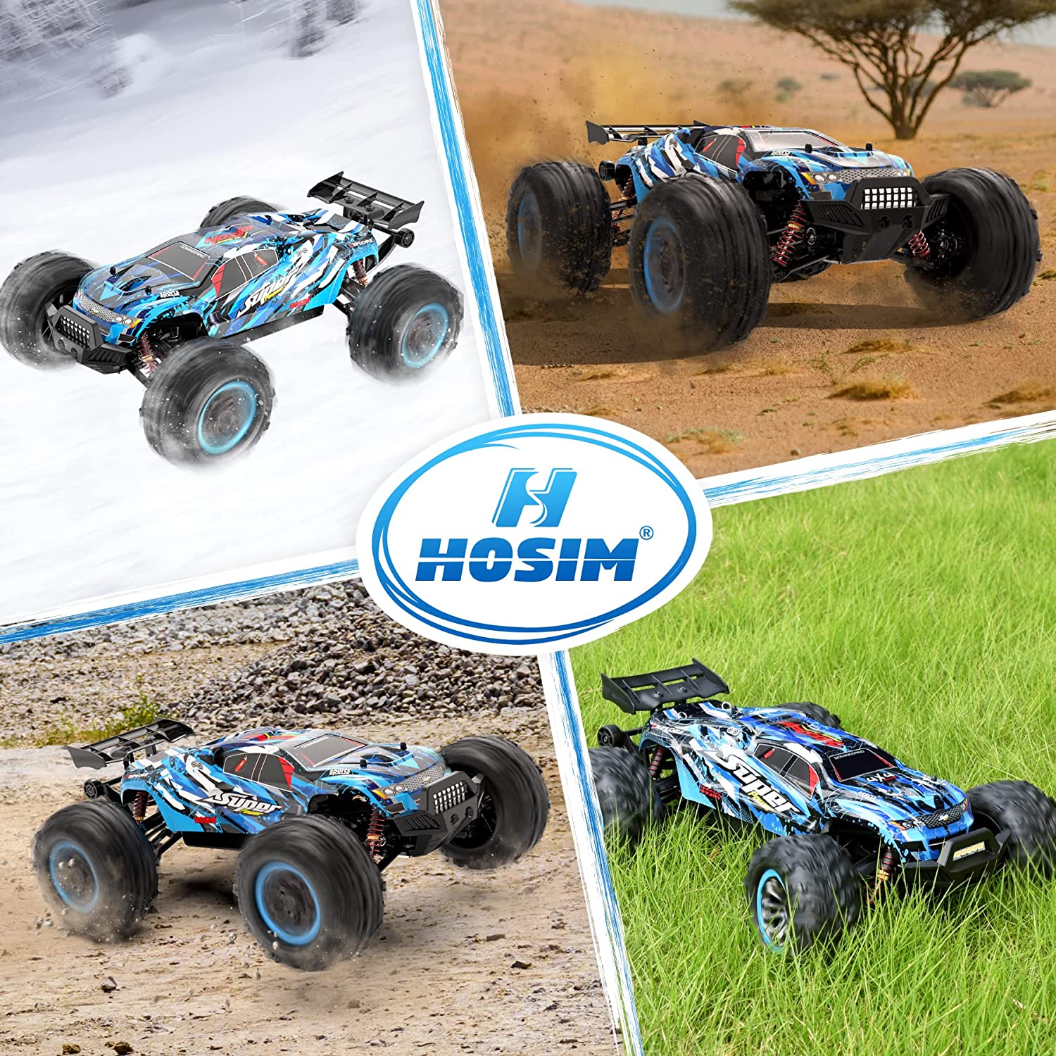 Hosim 1:10 Brushless RC Cars Remote Control Car High Speed 68+KM X-07 4WD Off Road RC Monster Trucks