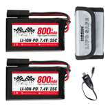 Hosim 2pcs 7.4V 800mAh 25C Battery Pack for 9130 9135 9136 9138