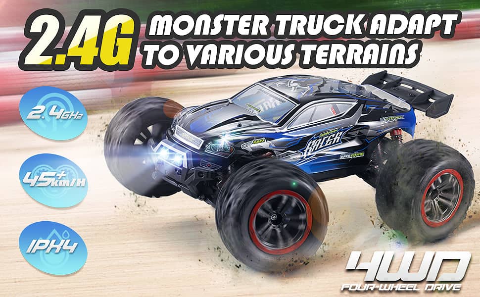 Hosim 1:12 Scale RC Car Monster Truck 46km+/H 4WD with 2 Batteries 9156 Blue