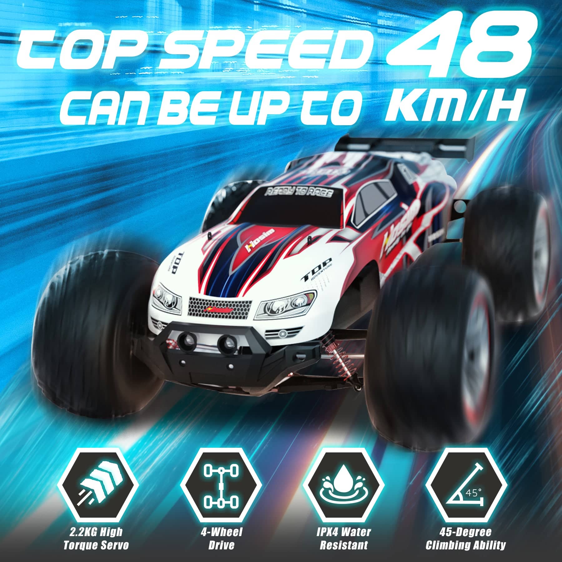 Hosim 1:10 RC Cars 2.4GHz Remote Control Car 4WD 48+ KMH Off Road Monster Truck Buggy Toy for Boys  Adults Gifts